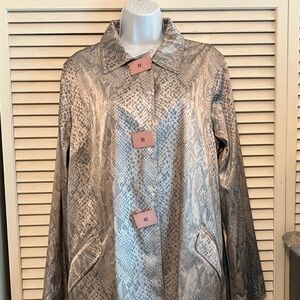 Elegant Snake Print Women's Lightweight Reversible Trench Coat in a Bag